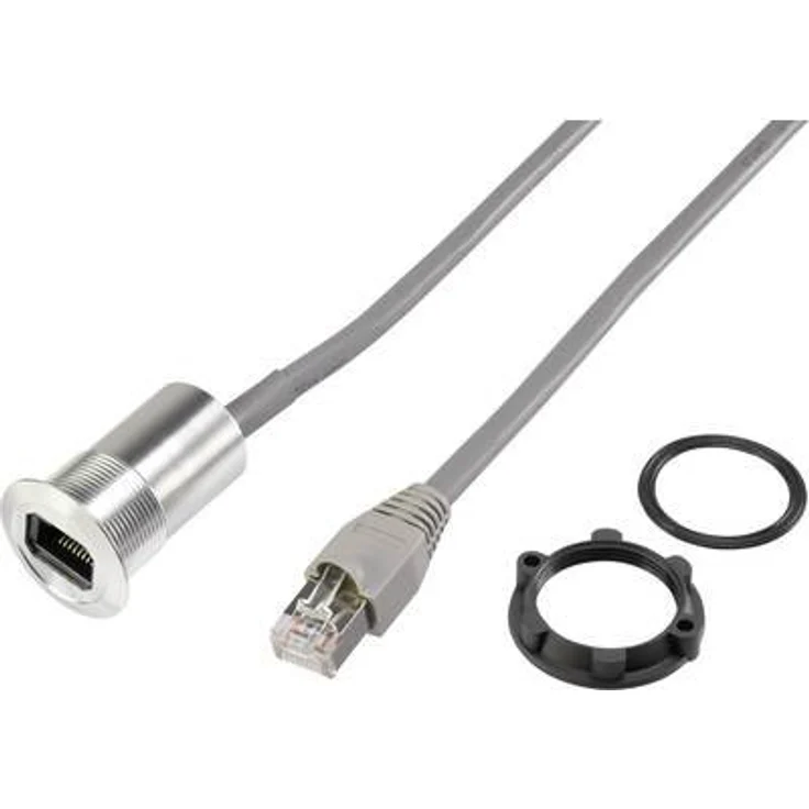 TRU Components RJ45-Einbaubuchse RJ45-03, 1.50 m Kabel, gerade, Silber – Bild 3