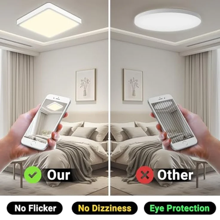 LQWELL® Deckenleuchte LED, IP44 Wasserfest Badlampe 18W 4000K 1600LM Dünn Quadrat Flach, Modern Schlicht Lampe für Wohnzimmer Badezimmer, Weiß 220 * 24mm – Bild 4