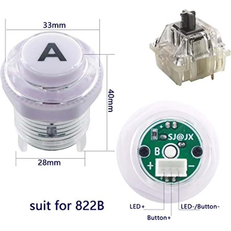 SJ@JX Arcade Game LED DIY Kit, Joystick Controller mit mechanischen BLACK SWITCH Tasten, Zero Delay USB Encoder, kompatibel mit Windows und Raspberry Pi RetroPie – Bild 2