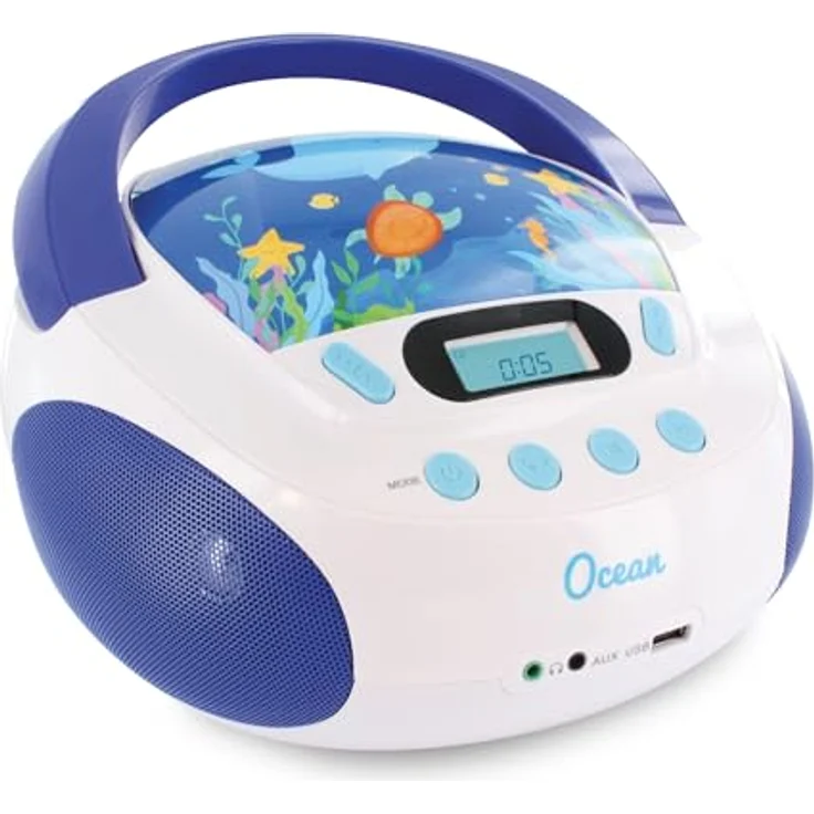 Metronic Radio-CD-Player für Kinder, Ozean, mit USB--SD--AUX-IN-Port blau-weiß – Bild 2
