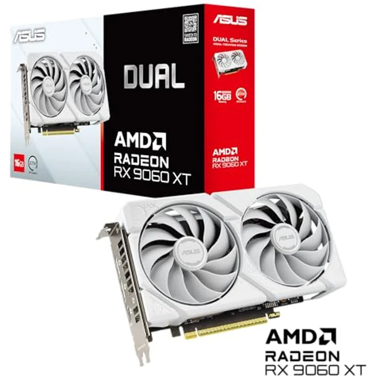 ASUS DUAL-RX9060XT-16G-WHITE, 16GB GDDR6 Grafikkarte mit Axial-Tech-Lüftern, HDMI und DP, weiße Variante – Bild 10