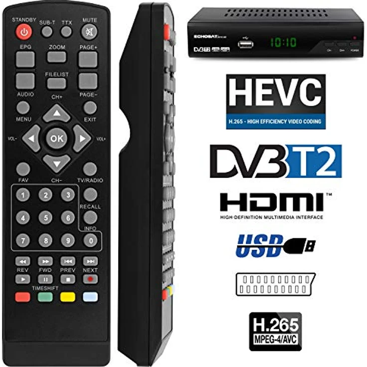 hd-line Tempo 4000 A DVBT2 Receiver Full HD 1080P 4K für TV (HEVC/H.265 HDMI SCART, USB 2.0, DVBT-2, DVB-T2, DVB T2, DVBT 2), Reciver, Resiver, Empfänger, Schwarz, tmp4000 – Bild 3