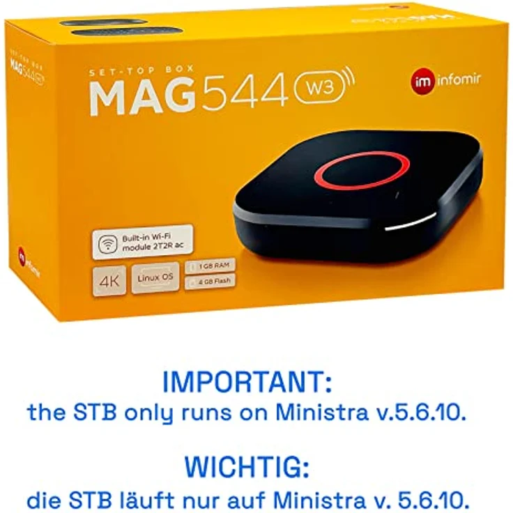 MAG 544w3 Original Infomir & hb-digital 4K IPTV Set Top Box Multimedia Player Internet TV IP Receiver UHD 60FPS 2160p@60 FPS HDMI 2.1 4K- und HEVC-Unterstützung USB3.0 4X ARM Cortex-A35 + HDMI Kabel – Bild 2