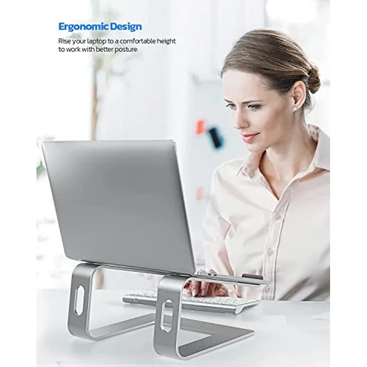 Nulaxy C3 Abnehmbarer Laptop Ständer, Ergonomische Aluminium Halterung für 10"-16" Notebooks, Silber – Bild 3