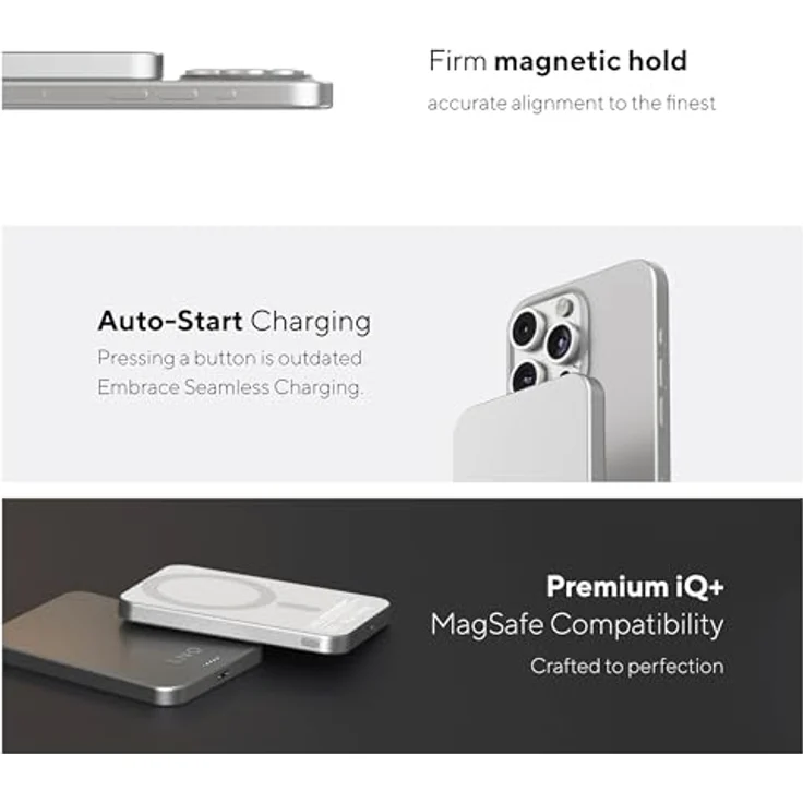 LINQ Connects Magnetische Kabellose Powerbank 5000 mAh, Schnelles Kabelloses Laden und Magnetische Befestigung, schwarz – Bild 4