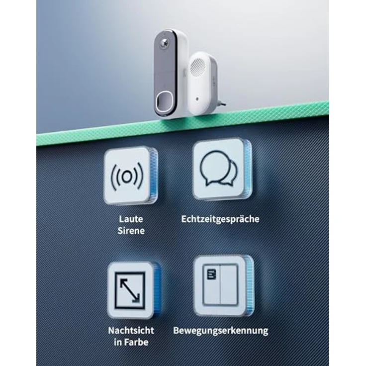 Arlo 2K HD Video Türklingel Mit Kamera & Türgong Kabellos, WLAN Doorbell, Bewegungsmelder, 2-Wege-Audio, Ring Sirene, Haustür Nachtsicht, Smart, Alexa Kompatibel Secure Plan Testzeitraum, Quadratisches Sichtfeld – Bild 2
