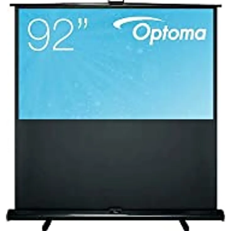 Optoma Panoview DP-9092MWL, 92" aufziehbare Beamer-Leinwand, 16:9, tragbar mit stabilen Stützfüßen, Schwarz