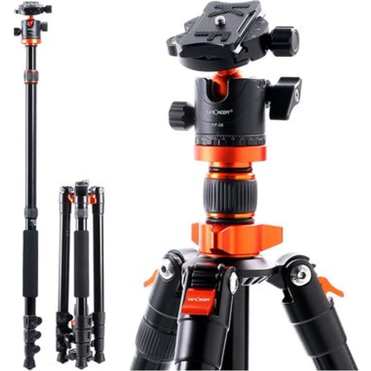 K&F Concept Tripod SA254M2, Aluminium Stativ mit einstellbarer Höhe und stabiler Bauweise
