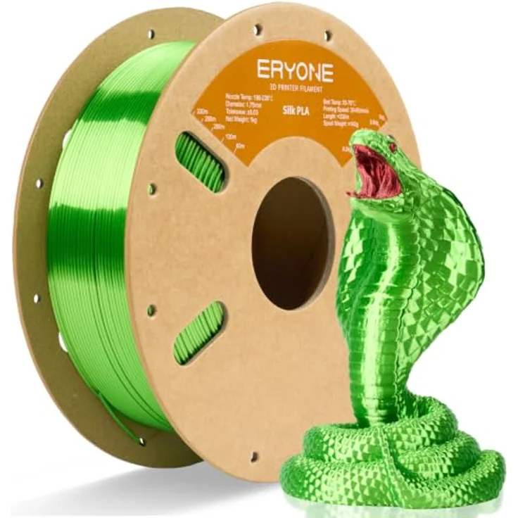 ERYONE Silk PLA Filament 1.75 mm, Grüner Apfel, 1 kg Spule, glänzende Oberflächenqualität – Bild 1