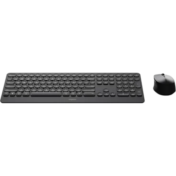 Rapoo 9390M, Kabelloses Bluetooth Tastatur und Maus Set mit Handballenauflage, QWERTZ Layout, Aluminium, Dunkelgrau – Bild 3