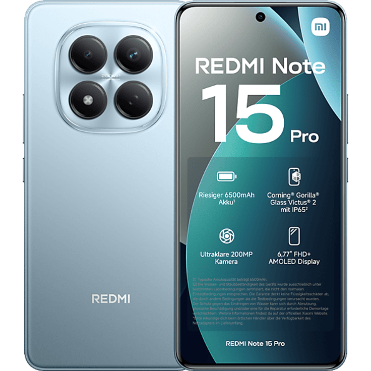 XIAOMI REDMI Note 15 Pro, Smartphone mit 256 GB Speicher, Dual SIM, Glacier Blue – Bild 1