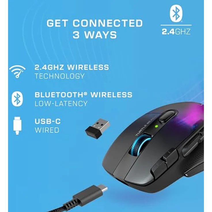 Turtle Beach Kone XP Air Gaming-Maus, Bluetooth, optischer Sensor 19K DPI, bis zu 100-Stunden-Akku - Schwarz – Bild 4