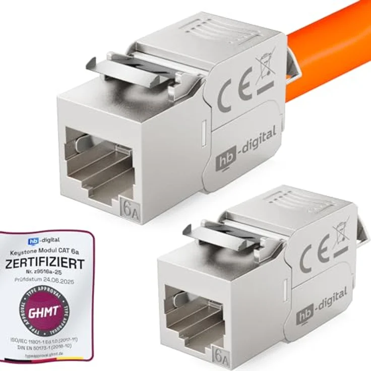 SET 2x RJ45 Keystone, werkzeuglos, zertifiziert, CAT 6a – Bild 2