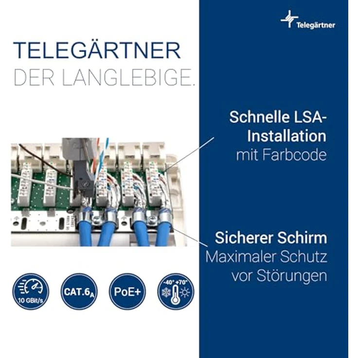 TELEGÄRTNER Mini-Verteiler MPD8-HS Kat.6A (IEC), kompakter Netzwerk-Switch für hohe Übertragungsraten – Bild 5