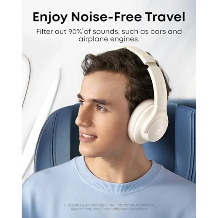 soundcore by Anker Q20i, kabelloser Bluetooth Over-Ear-Kopfhörer mit Hybrid Active Noise Cancelling, 40h Spielzeit, tiefer Bass, App-Personalisierung (Weiß) – Bild 2