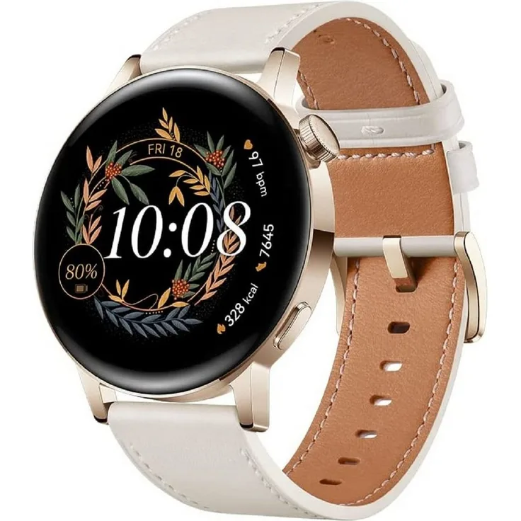 Huawei Watch GT 3 42 mm Elegant White Smartwatch, iOS und Android kompatibel, Schlafüberwachung, 4 GB interner Speicher