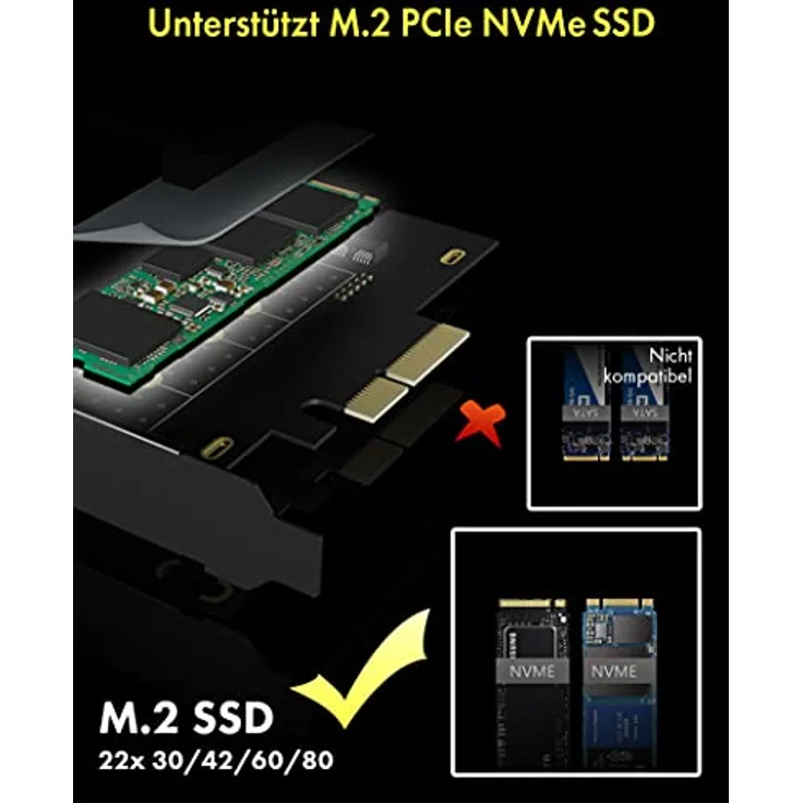 ICY BOX NVMe M.2 SSD zu PCIe 4.0 X4 mit Aluminiumkühlkörper Adapterkarte für Key-M mit USB C IB-PCI208-HS – Bild 3