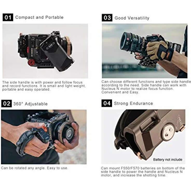 Tilta TA-LFH-57-B Left Side Advanced Focus Handle für Sony A7 A7R A7S III BMPCC 4K/6K GH5s R5/R6 Tiltaing Cage (F570) - Schwarz – Bild 5