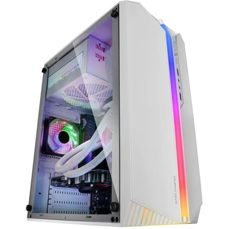 Mars Gaming MC-S1, Micro-ATX Gehäuse mit ARGB-Beleuchtung, kompakt, weiß, mit Seitenfenster – Bild 2
