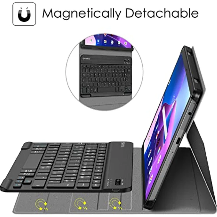 Fintie Tastatur Hülle für Lenovo Tab M10 (3rd Gen) 10,1 Zoll 2022 TB328, Slim Schutzhülle mit abnehmbarer Deutscher QWERTZ Bluetooth Tastatur, Schwarz – Bild 4