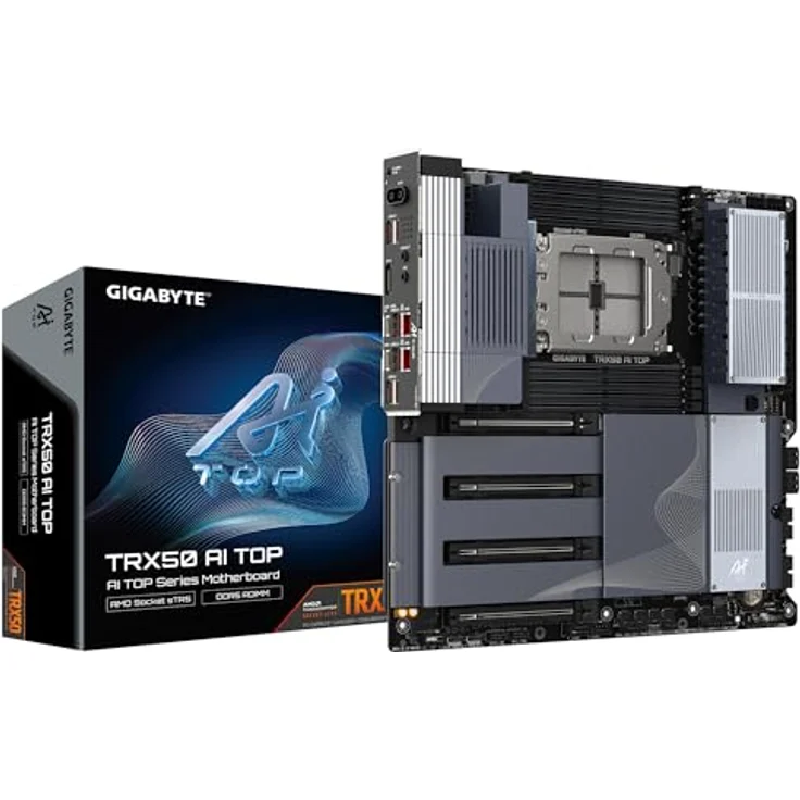 Gigabyte TRX50 AI TOP Motherboard - Unterstützt AMD Ryzen PRO 7000 CPUs - bis zu 5200MHz DDR5 (OC) - 10GbE LAN - PCIe 5.0 + WiFi 7 – Bild 1