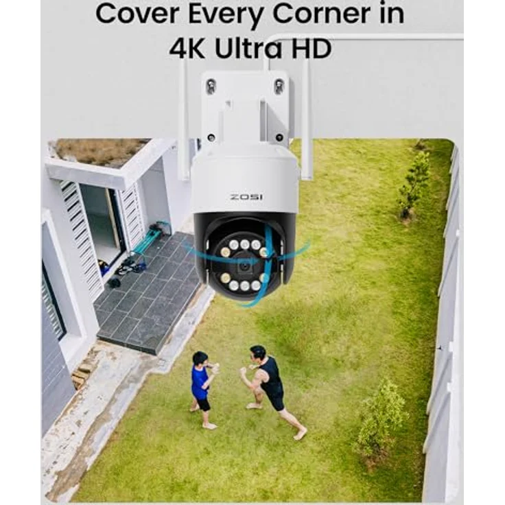 ZOSI C296B, 4K 8MP WLAN Überwachungskamera Außen mit 360° Pan & Tilt, KI Personen- und Fahrzeugerkennung, Farbnachtsicht, Zwei-Wege-Audio, Plug-in Strom – Bild 2