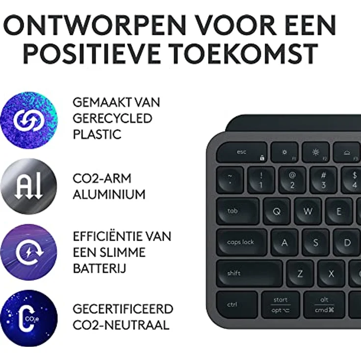 Logitech MX Keys S - Graphit, Englishes QWERTY-Layout, Multi-Device Bluetooth-Tastatur mit intelligentem Beleuchtungssystem – Bild 5