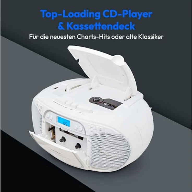 Medion LIFE E66476, Tragbares Radio mit Digitaltuner, FM/AM Empfang, LCD Display, Weiss – Bild 4