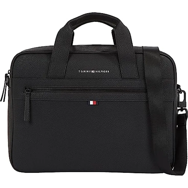 Tommy Hilfiger Herren Laptoptasche Essential PU Computer Bag 14 Zoll, Schwarz (Black), Einheitsgröße