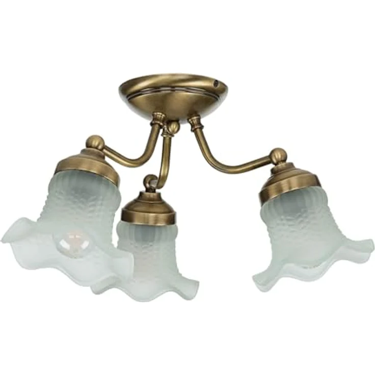 Licht-Erlebnisse Premium Deckenleuchte Messing Glas in Bronze Weiß H:23 cm E14 3-flmg blendarm wohnlich Florale Deckenlampe Esstisch – Bild 3