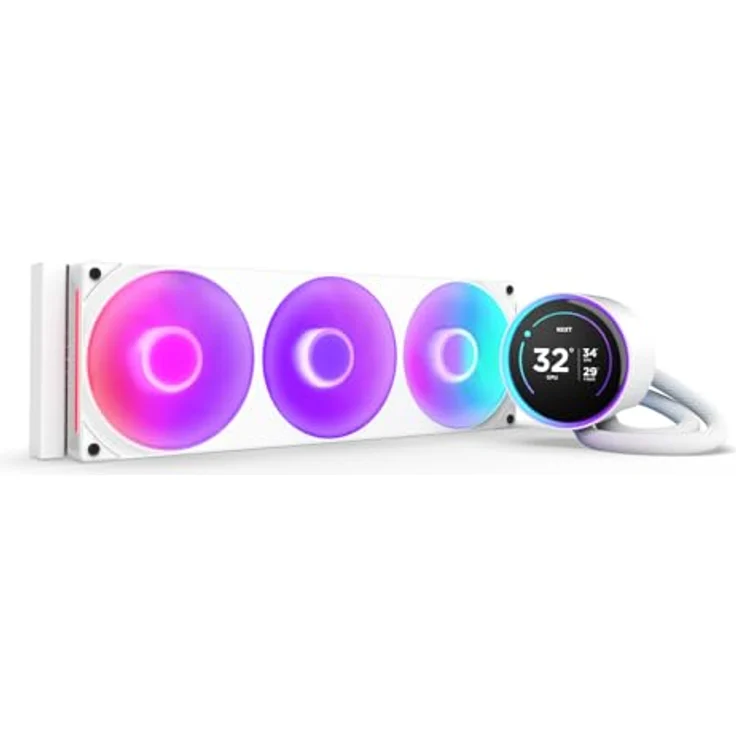 NZXT Kraken Elite 360 RGB - AIO CPU-Flüssigkeitskühler - 360-mm-Radiator - F360 RGB Core-Lüfter - Anpassbares 2,72"-IPS LCD - Turbine Pump - Intel LGA 1700, 1200/115X, 1851 - AMD AM5, AM4 - Weiß – Bild 1