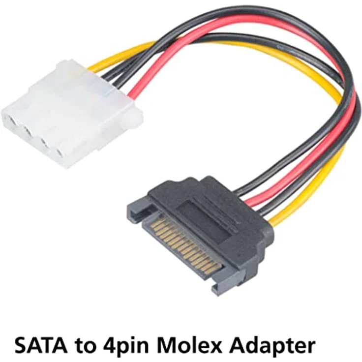 Akasa SATA-auf-4-poliger Molex-Adapter, konvertiert 15-polige SATA-Stromversorgung auf 4-poligen PSU-Molex-Stecker, SATA auf Molex-Stromkabel, Adapter, 15 cm, 2 Stück, AK-CBPW03-KT02 – Bild 5