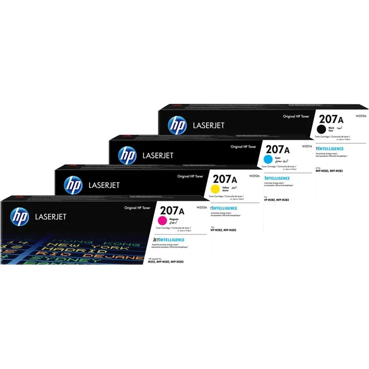 HP 207A Toner Combo Pack, 4er Set originale Tonerkartuschen in Schwarz, Gelb, Magenta und Cyan für HP Color LaserJet Pro Drucker