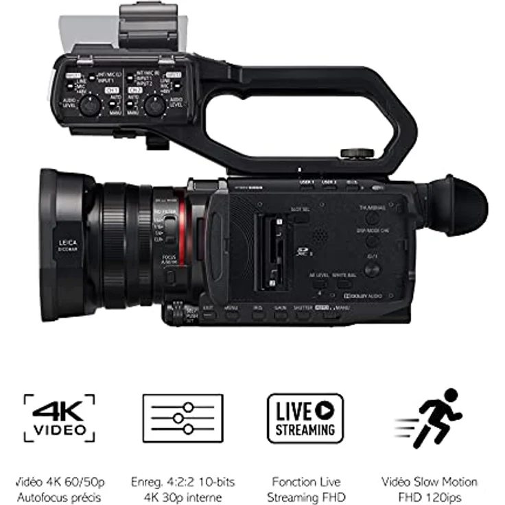 Panasonic HC-X2000E Profi Camcorder (4K Video, Kamera mit LEICA Objektiv, 25mm Weitwinkel, 24x optischer Zoom, Autofokus, professionelle Videokamera) – Bild 3