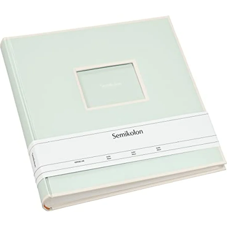 Semikolon 364060 Jumbo Album – 30x30 cm, 100 Seiten cremefarben, für 10x15 Fotos, mit Pergaminpapier – moss pastell-grün – Bild 1