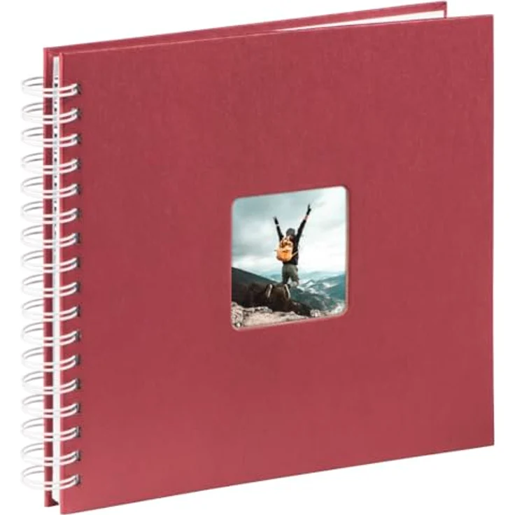 Hama Fotoalbum, 28 x 24 cm, 50 weiße Seiten, 25 Blatt, mit Ausschnitt für Bildeinschub, Fotobuch bordeaux – Bild 3