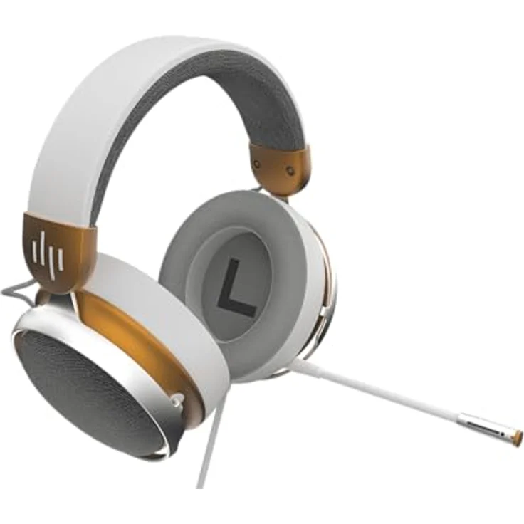 Dark Project Sono, Kabelgebundene Over Ear Kopfhörer mit ANC und 53 mm Treibern, Gold-Weiss – Bild 2