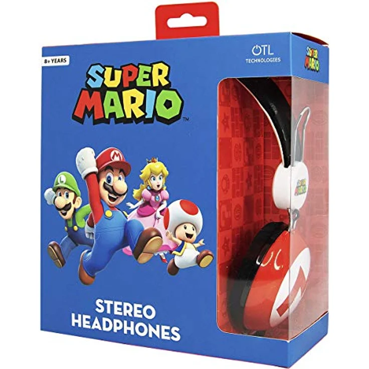 OTL Technologies TWEEN Kinder Kopfhörer Super Mario Icon Core (gepolsterte Bügel, buntes Comic Design, für Jungen und Mädchen), Rot-Weiß – Bild 5