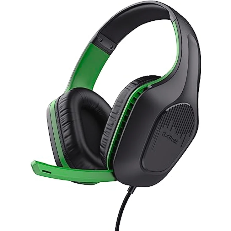 Trust Gaming GXT 415PS Zirox Leichtes Gaming Headset für Xbox Series X/S mit 50-mm-Treiber, 1,2 m Kabel, 3,5-mm-Audioanschluss, Over-Ear Kopfhörer mit Kabel - Schwarz/Grün – Bild 1