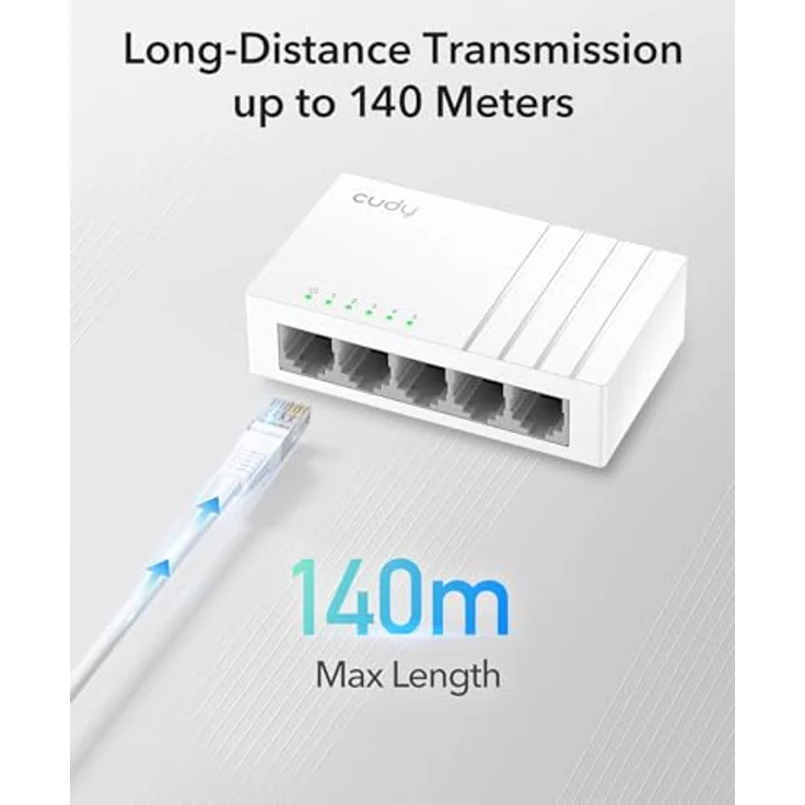 Cudy GS105U, 5 Port Gigabit Ethernet Switch mit USB-C Power Jack, Plug & Play, fanlos, unmanaged, Kunststoffgehäuse – Bild 4