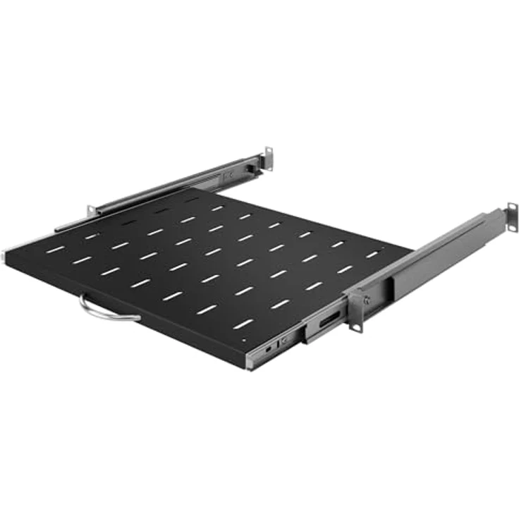 Stalflex Server Netzwerkschrank 19 Zoll 1U 350mm, Hochbelastbarer Stahl, Ausziehbares belüftetes Rackmontage Kragarmtablett, 19 Zoll Fachboden – Bild 1