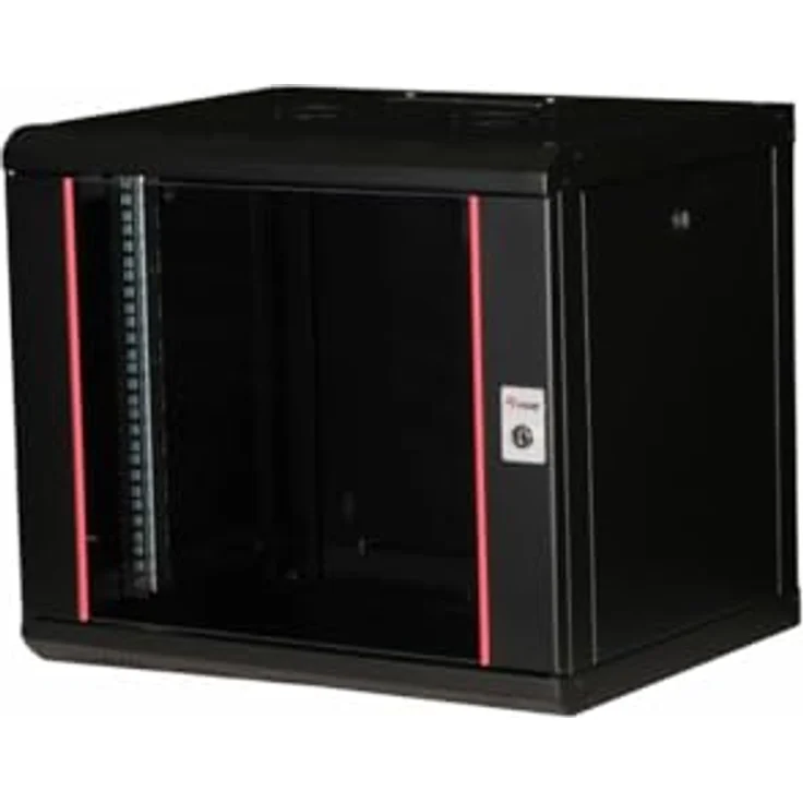 Equip Serverschrank 19" 09U 600x450mm Glastür schwarz - Netzwerkschrank mit vormontierter Gehärteter Glasfront und abnehmbaren Seitenteilen – Bild 1