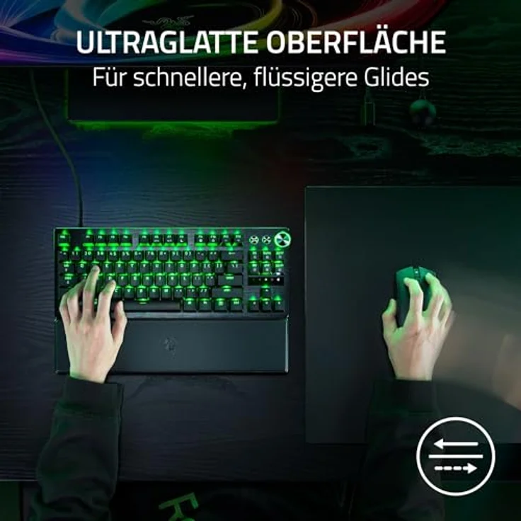 Razer Atlas Pro, Ultradünnes Premium-Gaming-Mauspad aus gehärtetem Glas, 1,9 mm flach, optimiert für optische Sensoren, 500 x 400 mm, schwarz – Bild 5
