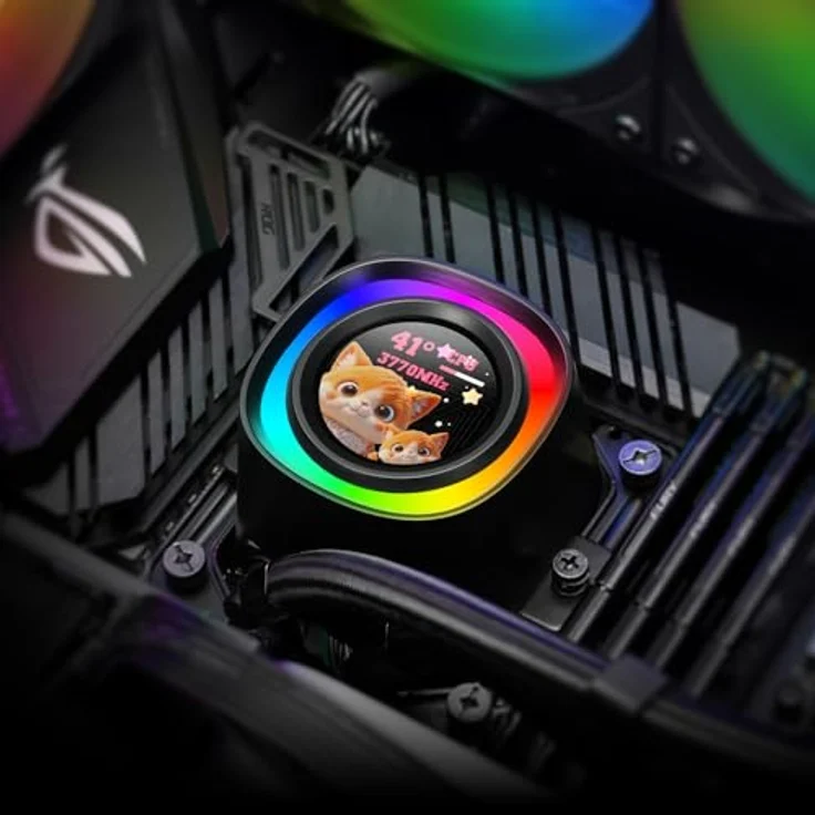 ID-COOLING FX240 LCD, AIO Flüssigkeitskühler mit 1,48 Zoll LCD-Display, ARGB-Beleuchtung, geeignet für Intel und AMD – Bild 5