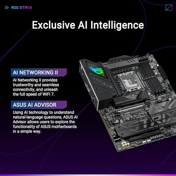 ASUS ROG Strix B860-F Gaming WiFi Mainboard Sockel Intel LGA 1851 (Intel B860, ATX, DDR5 Speicher, PCIe 5.0, WiFi 7, 3X PCIe 4.0 M.2, Aura Sync) - Fortschrittliche KI-PCs, exklusive KI-Technologien, optimiertes thermisches Design – Bild 2