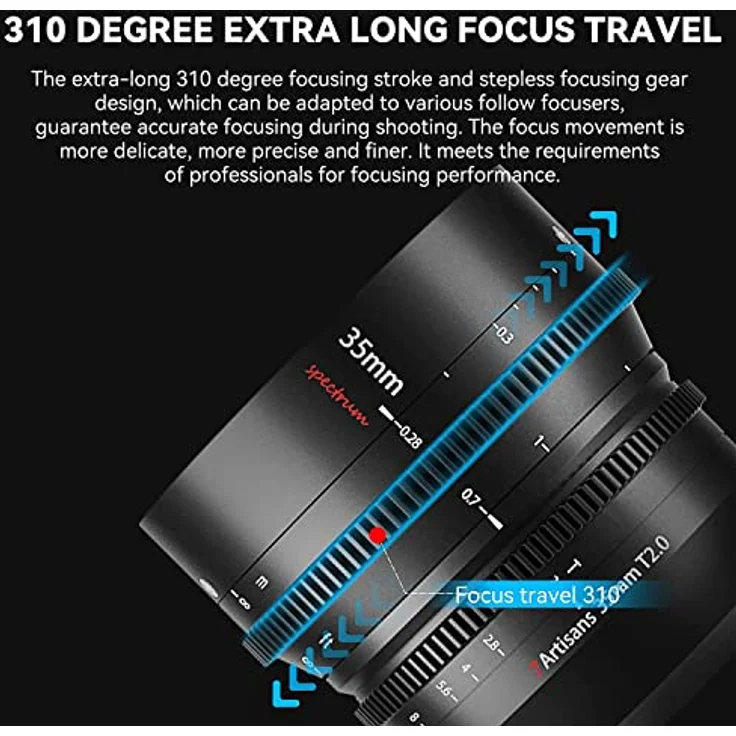 7artisans 35 mm T2.0 Cine Objektiv, Vollrahmen mit großer Blende für Sony E-Mount, 9 Elemente für hochwertiges Bokeh, manueller Fokus bis 27,9 cm – Bild 4