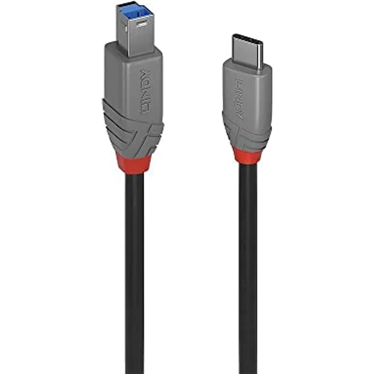 LINDY 36667 2m USB 3.2 Typ C an B Kabel, 5Gbit/s, Anthra Line
