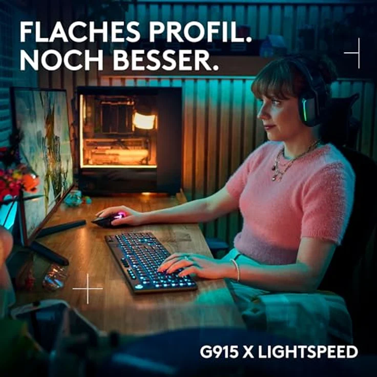 Logitech G G915 X LIGHTSPEED low-profile gaming keyboard, Linear - Deutsches QWERTZ-Layout - Schwarz – Bild 2