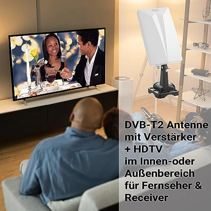 Xoro HAN 600 DVB-T2 aktive Kombo Antenne mit eingebautem Verstärker (LTE Rauschfilter, 3,5m Anschlusskabel, für Außen und Innen) weiß – Bild 3