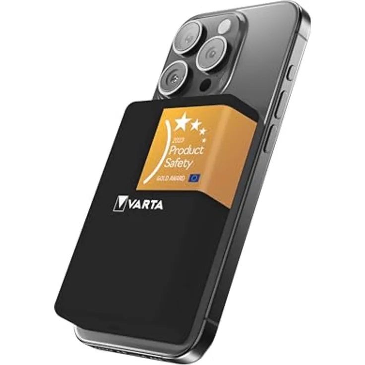 VARTA Mag Pro Power Bank 5.000mAh, magnetische kabellose Powerbank, kompatibel mit MagSafe & Qi, 7,5W, USB Typ C, schwarz